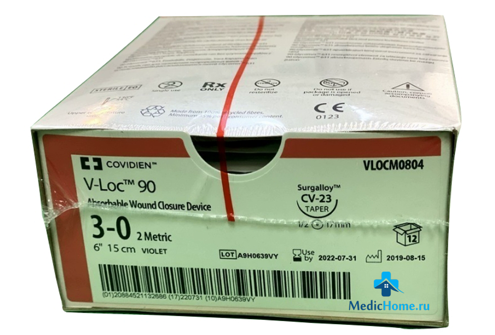 Шовный материал Covidien (V-Loc 90) VLOCM0804 купить в Москве – интернет-магазин Medichome.ru